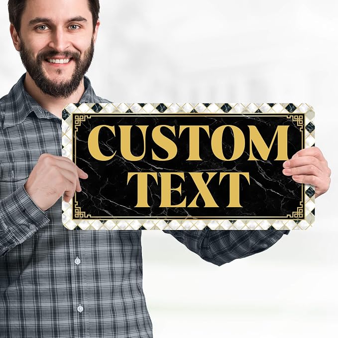 Custom Sign, Custom Street Sign, 11 Font Colors, 13 Font Styles, 4 Hole Options, 22 Sizes, 9x18 Inches, Rust Free DiBound, Fade Resistant, Made in USA by My Sign Center (Marble Tile)