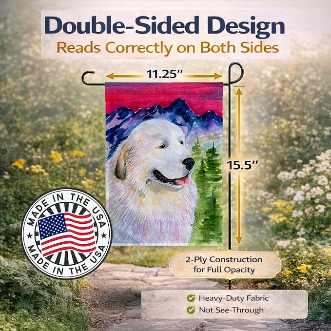 Caroline's Treasures SS8473GF Great Pyrenees Garden Flag Mailbox Flag Decorative Yard Flag Banner Outside Patio Artwork Yard Flower Beds, Garden Size, Multicolor