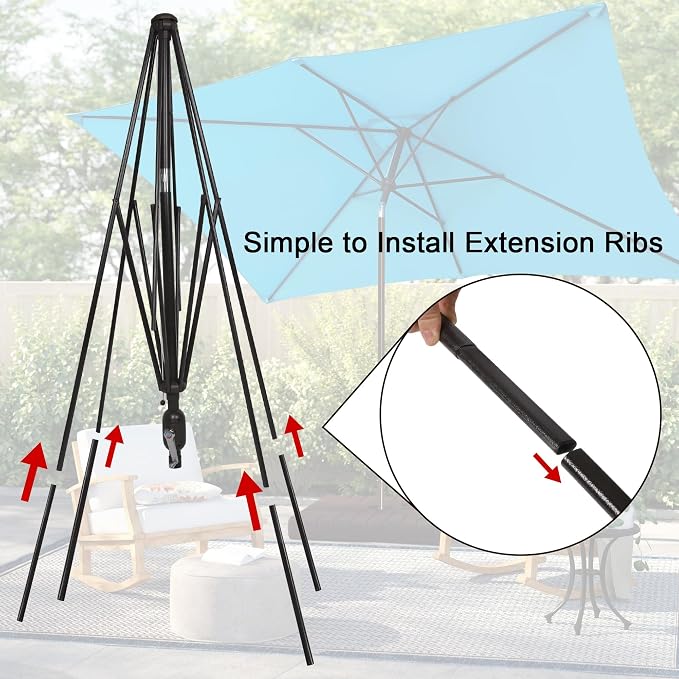 Blissun Rectangular Patio Umbrella, Table Market Umbrella with Tilt and Crank, Outdoor Umbrella for Garden, Deck, Backyard, Pool and Beach