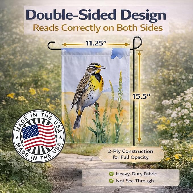 Caroline's Treasures Nebraska Western Meadowlark Garden Flag Mailbox Flag Decorative Yard Flag Banner Outside Patio Artwork Yard Flower Beds, Garden Size, Multicolor