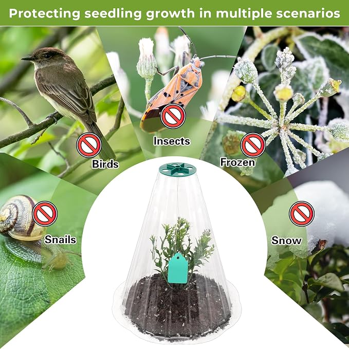 Cloches for Plants, Transparent Plant Covers, Garden Cloches with Humidity Domes, Securing Pegs and Plant Labels, Reusable Plant Protectors from Animals Plant Bell Cover (Transparent-30pcs-S)