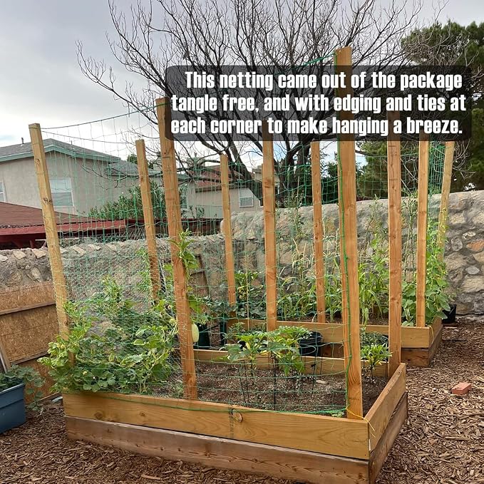 Trellis Netting, Heavy-Duty Garden Grow Netting for Climbing Plants, Outdoor Indoor Net for Cucumber, Tomatoes, Beans, Clematis, Fruits & Vegetables, Climbing Vining Plants (16.4' x 6.6'Ft)