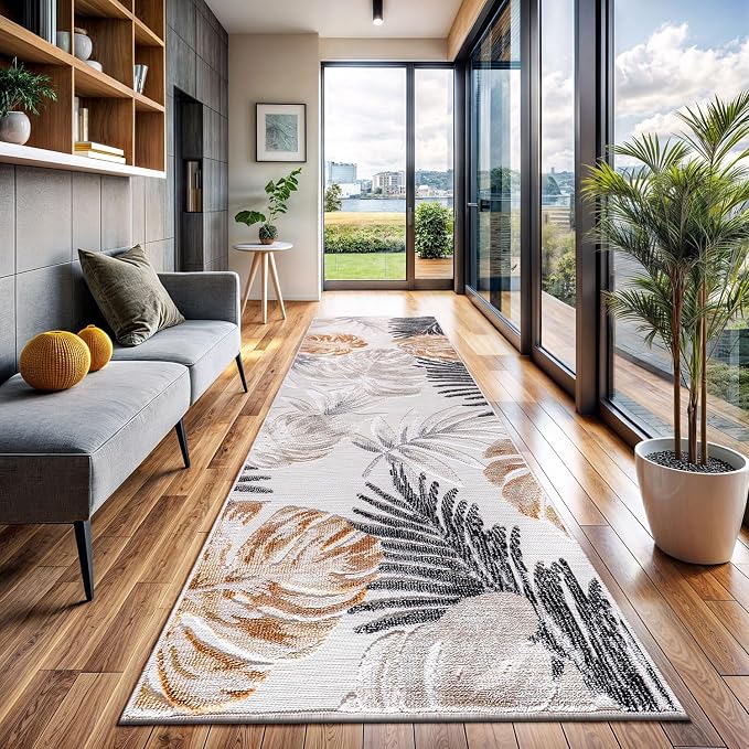 CAMILSON Runner Outdoor Rugs Oriental Retro Traditional Floral Medallion Area Rug 2x10 Non-Shedding Stain Resistant Indoor Carpet for Bathroom Hallway Kitchen Office (2 x 10 / Yellow)