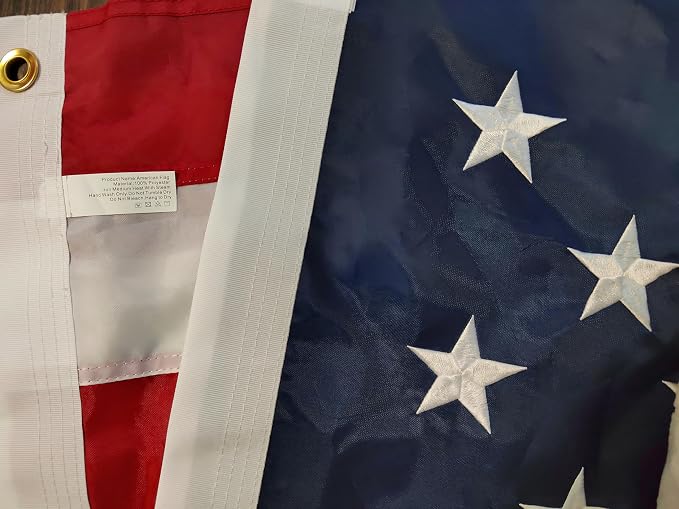 American Flag 4x6 FT Outdoor Heavy Duty – USA Polyester Flag with Embroidered Stars, Sewn Stripes, Brass Grommets, UV Fade Resistant for Outside Yard Garden Pole