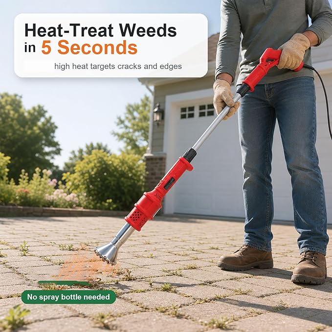2000W Electric Thermal Weed Burner, 3-in-1 Hot Air Weed Killer with 60-650°C Dual Heat, Fast Airflow Garden Grass Remover, Portable Flame-Free Charcoal Igniter with Nozzles (blue)