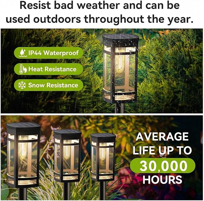 EXCMARK 2 Pack Solar Lights Outdoor Waterproof for Garden Pathway Walkway Driveway Yard Lawn Decorative Landscape Lighting. (Warm White Light,2)