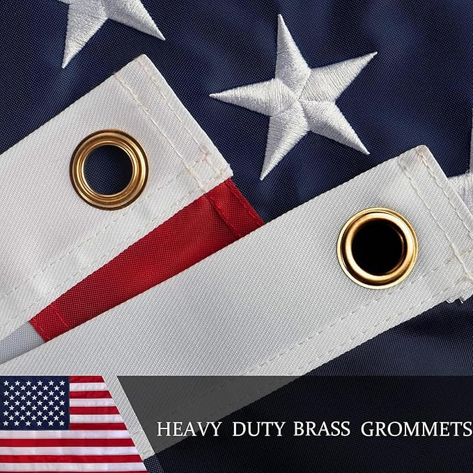 American Flag 8x12 ft for Outside, Long Lasting US USA Flags for Outdoor | All Weather United States Flag 8 x 12 Feet Premium Heavy Duty Nylon, Embroidered Stars, Brass Grommets, 4-Row Stitching End