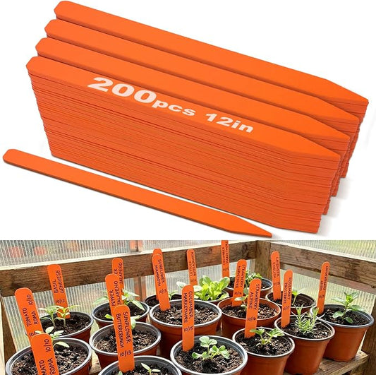 Weysat 200 Pcs 12" Wood Plant Labels for Field or Containers Plant Tags Wood Garden Labels for Seedling Stakes Markers Nursery Seed Tags with Smooth Surface for Pot Herbs Flowers Vegetables (Orange)
