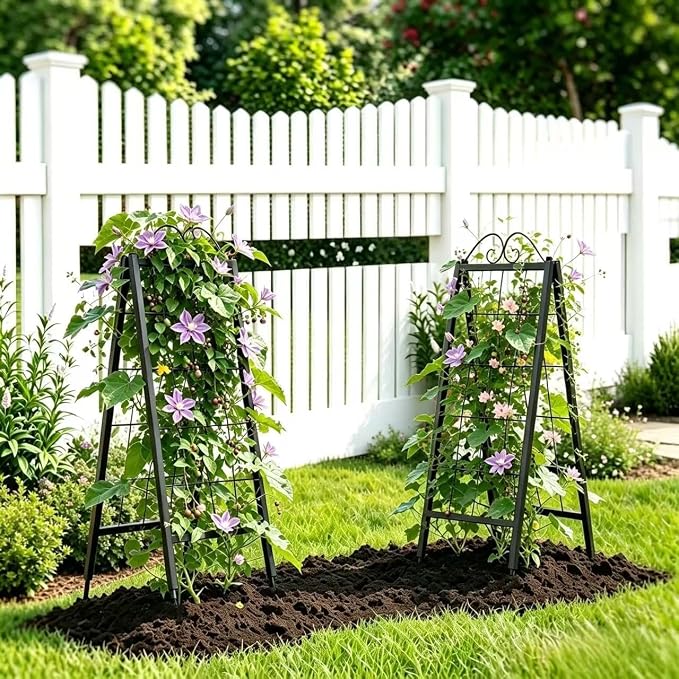 Zhongma Metal Garden Trellises … (16" x 52.5"H A-Frame 2 Pack)