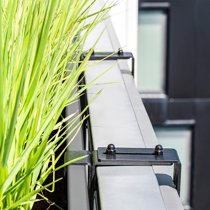 Veradek Block Series Railing Planter - Rectangular Flower Box for Outdoor Balcony/Fence | Durable All-Weather Use with Adjustable Brackets | Modern Décor for Flowers, Succulents, Hanging Plants