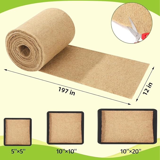 1Roll 12" X 197" Hydroponic Grow Pads, Jute Seed Sprouting Mat, Microgreens Growing Kit, Indoor Organic Production for Wheatgrass Sprouts Starter Tray (12" X 197")