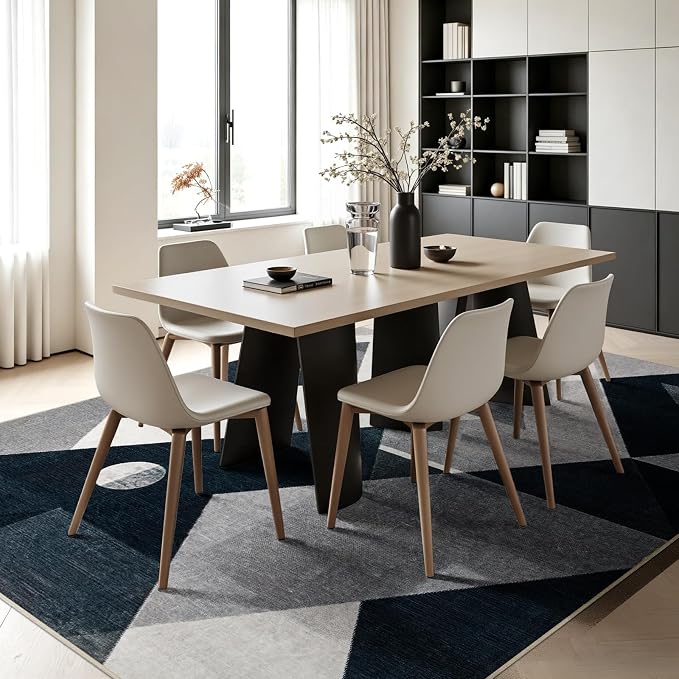 Joydeco 5x7 Geometric Washable Area Rug for Living Room, Black Gray White | Modern Non-Slip Low Pile Soft Stain Resistant Dark Gray Pet Child Friendly Carpet for Bedroom Dining Room Home Office