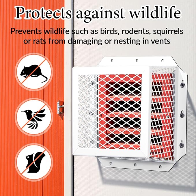 Pasimy 2 Pcs 7" L x 7" W x 5" H White Stainless Steel Vent Guard, Outside Dryer Vent Cover, Bird & Rodent Proof Exhaust Guard Hood Cover for Bathroom Kitchen Outdoor