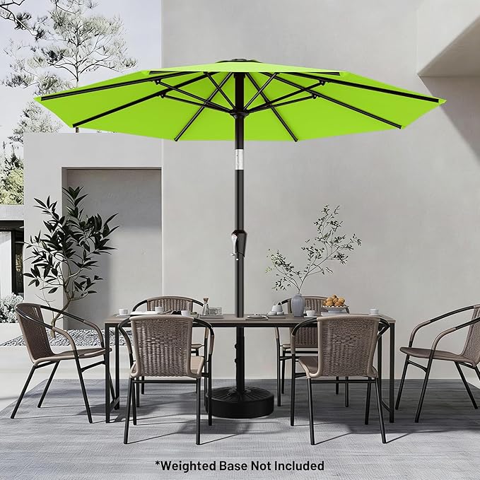 AreShark 9 FT Patio Umbrella for Outdoor, Outdoor Table Umbrella with Push Button Tilt and Crank, Outdoor Patio Umbrellas with 8 Sturdy Ribs for Market, Garden, Pool (Apple Green)