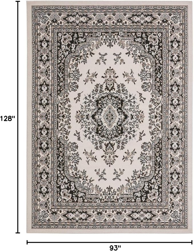 Home Dynamix Premium Sakarya Traditional Medallion Border Area Rug, Ivory/Taupe, 7'9"x10'8" Rectangle