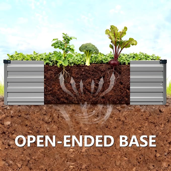 Vengarus 6x3x1FT (2 Pack) Galvanized Raised Garden Bed Kit, Outdoor Metal Planter Box for Vegetables, Rectangular Steel Container, Easy Assembly (Silver)