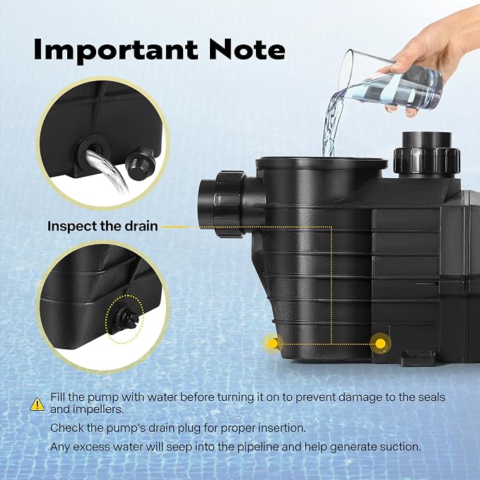 VIVOHOME 2.5HP 230V Pool Pump, Dual Speed with High Lift 79FT, Self-Priming DOE Energy Saving, 1.5" & 2" Connectors w/Strainer Basket for In-Ground Pools