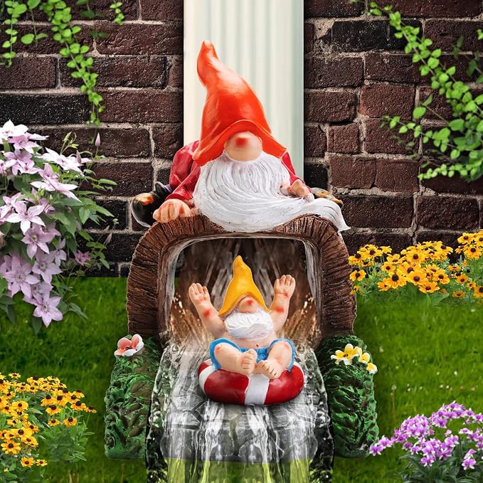 Garden Statue for Gutter/Downspout Extension Decoration, 4 * 3" Outdoor Extender Statues, Gnome Outdoor Decor