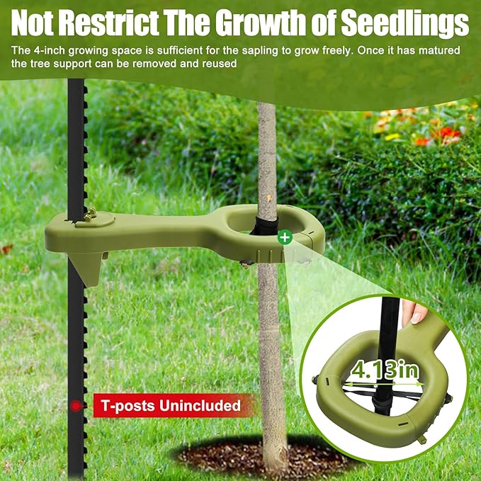 Tree Supports Young Trees, 2 PCS Tree Holder Stabilizer Support Tree Straightening Kit for Leaning Tree, Greater Stability Can Withstand Severe Weather（T-Posts Unincluded）