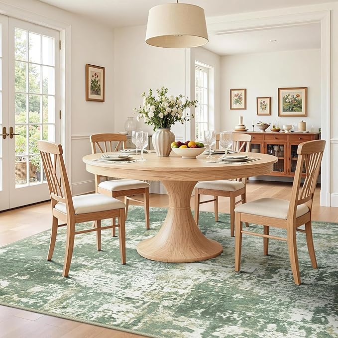 RELEANY Washable 10'x14' Abstract Area Rug for Living Room Light Green | Carpet for Bedroom, Kitchen, Office, Hallway and Entryway, Printed Pattern, Non‑Slip, Soft, Stain‑Resistant, Easy to Clean