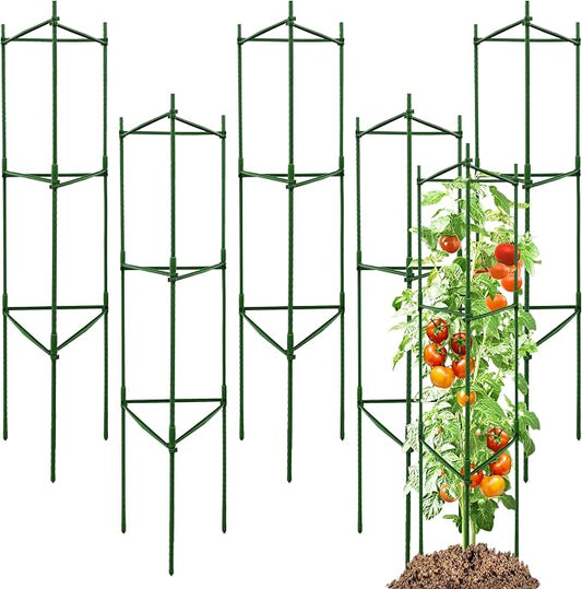TCBWFY 6-Pack 48-Inch Adjustable Tomato Cages, Heavy-Duty Metal Plant Support Trellis for Garden and Pots, DIY Tomato Stakes, Height Adjustable 16 to 288 Inches