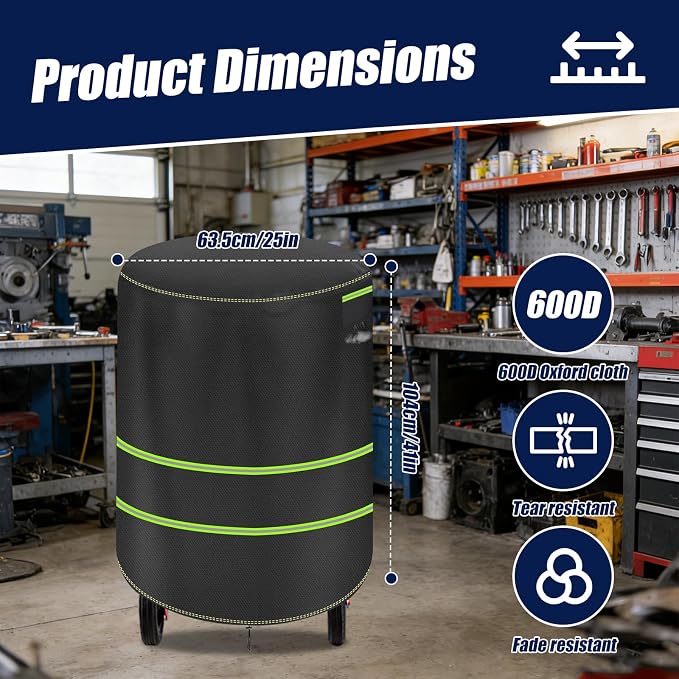 Upright Air Compressor Cover, 600D Heavy Duty Waterproof Air Compressor Cover, Suitable for 20-30 Gallon Vertical Air Compressors and Other Air Compressor Covers of the Same Size (Black)