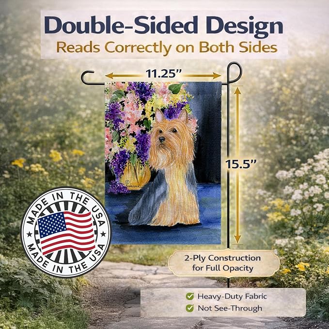 Caroline's Treasures SS8293GF Silky Terrier Garden Flag Mailbox Flag Decorative Yard Flag Banner Outside Patio Artwork Yard Flower Beds, Garden Size, Multicolor