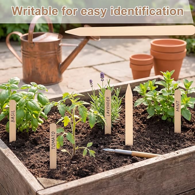 Weysat 300 Pcs 12" Wood Plant Labels for Field or Containers Plant Tags Wood Garden Labels for Seedling Stakes Markers Nursery Seed Tags with Smooth Surface for Pot Herbs Flowers Vegetables