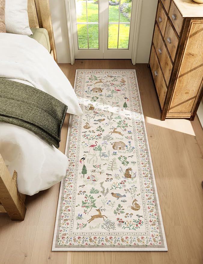 Machine Washable Kitchen Runner Rugs: 2'6"x8' Hallway Runner Non Slip Low Pile Soft Stain Resistant Carpet Runners for Hallways Indoor Entryway Kitchen Laundry Room Bedroom Farmhouse