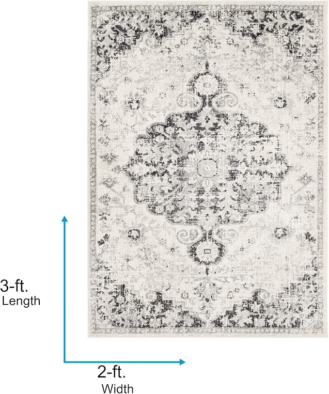 Livabliss Odelia Vintage Bohemian Area Rug,2' x 3',Black