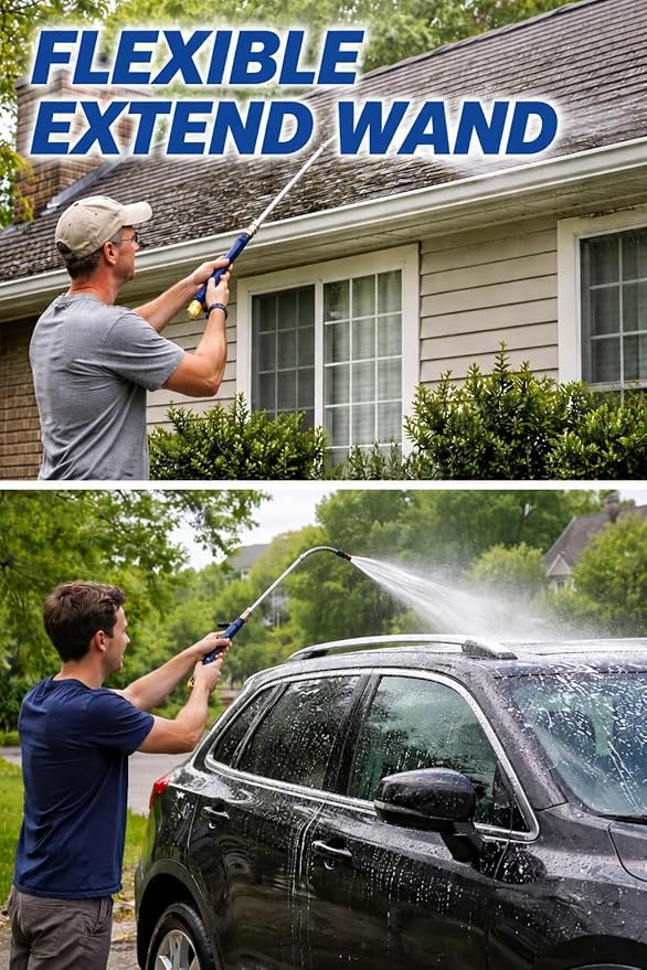 Upgraded Jet Nozzle Power Washer for Garden Hose,1PC 2-in-1 Jet Nozzle High Pressure Hose Nozzle with 2 Different Nozzles and Hose Quick Connectors for Car Washing Patio Garden Outdoor Cleaning（Blue）