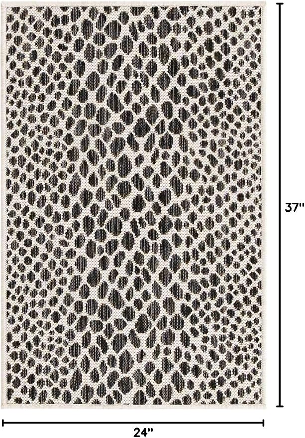Unique Loom Outdoor Collection Area Rug - Cape Town (2' x 3' 1" Rectangle, Black/ Ivory)