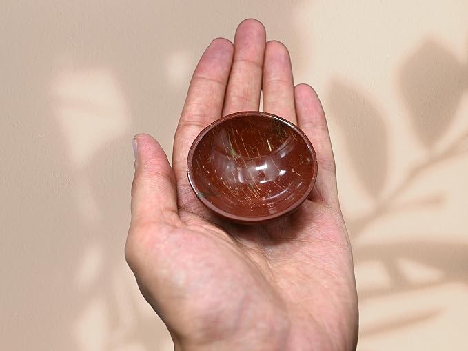 Red Jasper Crystal Bowl - 2 Inch Decorative Bowls for Room and Home Decor - Gemstone Healing Crystals for Elegant Display, Positive Energy Balance and Gift