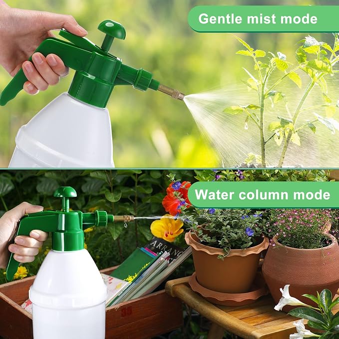 Ziliny 2 Pcs 27 oz Handheld Pump Spray Bottle Garden Mister Spray Bottles Lawn Pressure Hand Pump Sprayer with Adjustable Nozzle for Chemicals Watering Weeds Plants and Cleaning (Green)
