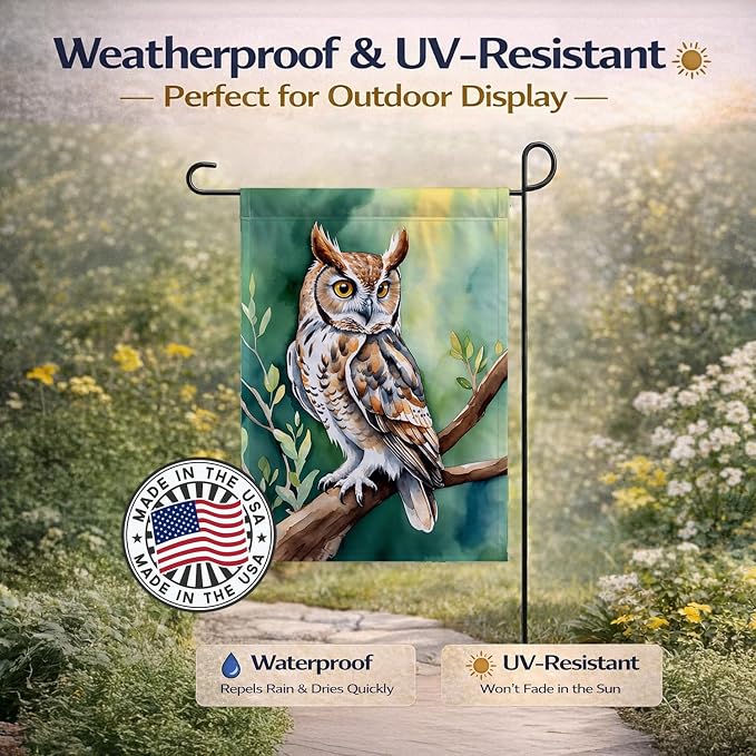 Caroline's Treasures Western Screech Owl Garden Flag Mailbox Flag Decorative Yard Flag Banner Outside Patio Artwork Yard Flower Beds, Garden Size, Multicolor