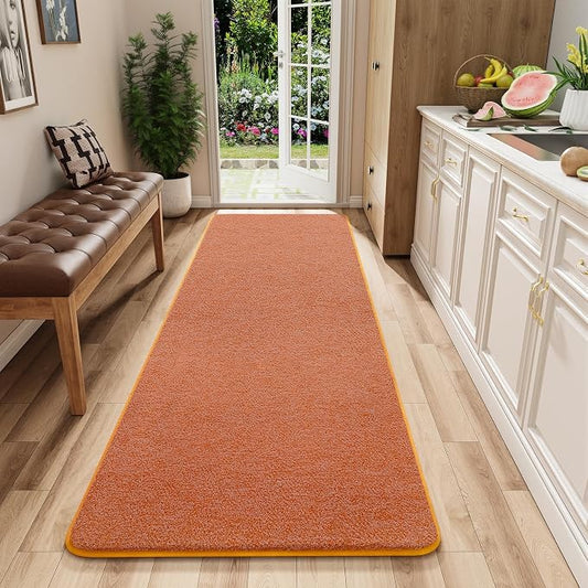 AROGAN 2x6 Runner Rug for Hallway, Long Runner Rugs Non Slip, Orange | Soft Washable Memory Foam Carpet for Bedroom, Non Slip Backing Runners Rug for Hallways, Kitchen, Bathroom, Entryway Home