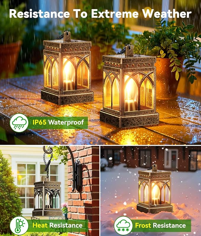 KOOPER 6 Pack Solar Lanterns Outdoor Waterproof, Brighter Hanging Solar Lantern Lights for Outside, Auto ON/Off Lanterns Decorative Outdoor for Garden Table Yard Path Patio Lawn Decor, Gifts (Bronze)