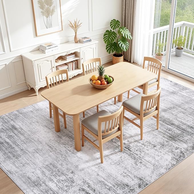 Tosuoka Area Rugs 9x12 Living Room, Washable Abstract Large Rug Gray | Bedroom Rug, Ultra Soft, Grey, Non-Slip, Low-Pile, Modern, Indoor Carpet for Nursery Dining Room Office Home