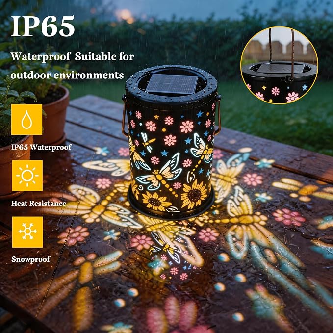 Solar Lanterns Outdoor Waterproof Solar Lights Outdoor Garden, Gifts for Women Mother's Day Mom Grandma, Hanging Solar Lights Dragonfly Garden Decor for Patio, Yard, Lawn, Porch, Backyard