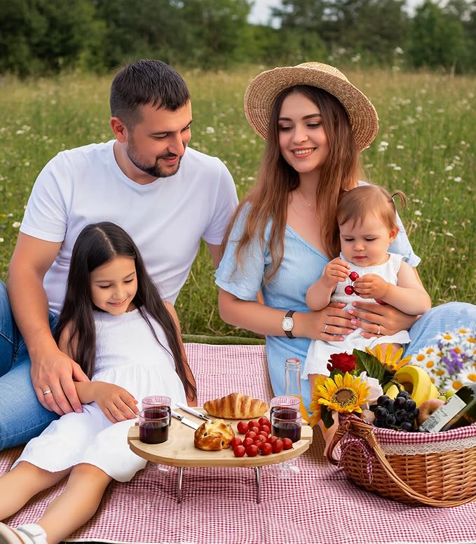 Family Picnic Basket for 4 with Table and Blanket Collapsible Cooler Bag Insulated Picnic Set for Beach Picnic Hamper Picnic Date Essentials for Outdoor Picnic Accessories