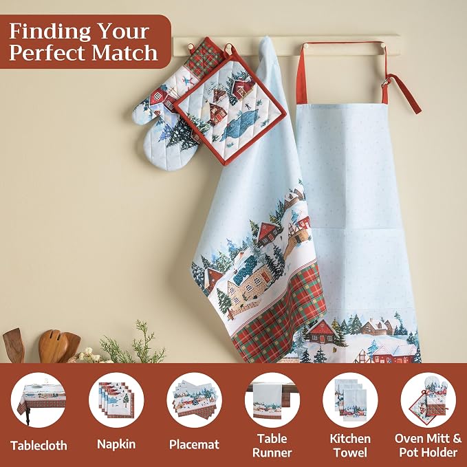 Maison d' Hermine Aprons for women with Pocket 100% Cotton (27.50"x31.50") | Adjustable Neck Strap & long ties Apron Men Chef Wedding Cooking Gardening Server Maid