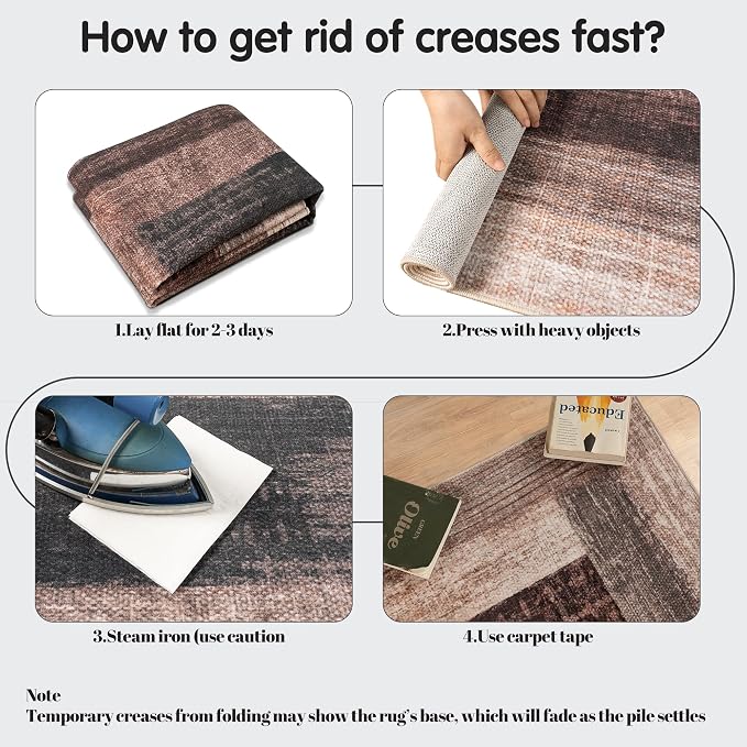 Neutral Geometric Brown 6x9 ft Large Rug for Living Room Bedroom | Contemporary Modern Area Rugs Vintage Non-Slip Soft Faux Wool Low Pile Indoor Carpet for Dining Room Office Home Decor