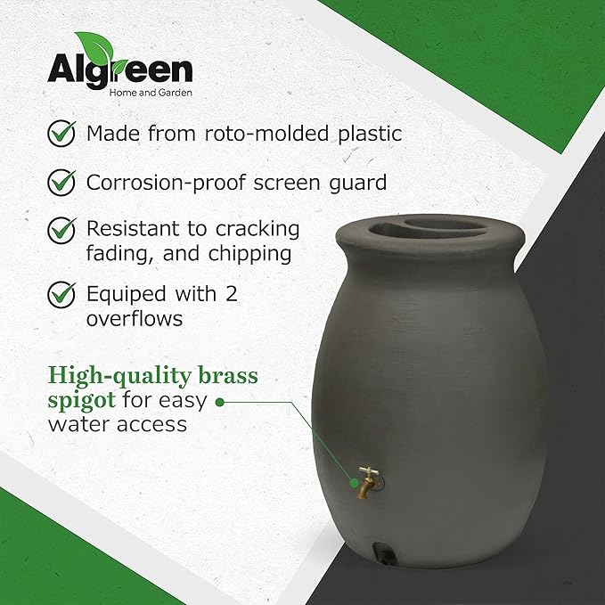Algreen Products Castilla Rain Barrel 50-Gallon, Brownstone