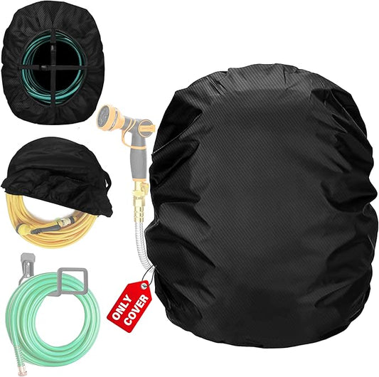 Wall-Mounted Hose Holder Cover - Fits Standard 5/8" Hoses (0-75 ft), Extends Hose & Hook Lifespan - Weatherproof Protection Against Rain, Sun & Snow - Black Cover Only