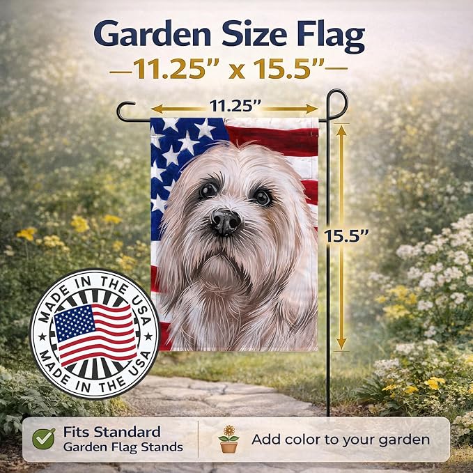 Caroline's Treasures CK6501GF Dandie Dinmont Terrier American Flag Garden Flag Mailbox Flag Decorative Yard Flag Banner Outside Patio Artwork Yard Flower Beds, Garden Size, Multicolor