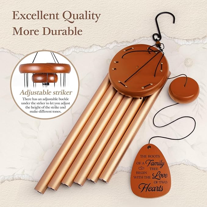 Leebbsin 40th Wedding Anniversary Wind Chime, Happy 40th Anniversary Romantic Gifts for Couple, Parents, Wife, Husband, Friends, Ruby Anniversary's Keepsake Gifts Ideas, Large-36''