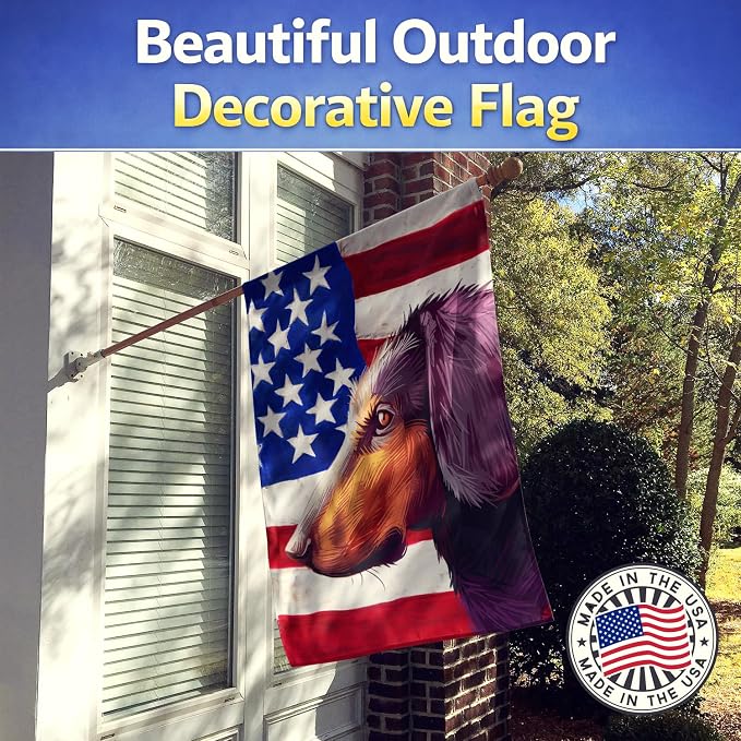 Caroline's Treasures CK6621CHF Montenegrin Mountain Hound American Flag House Flag Large Porch Sleeve Pole Decorative Outside Yard Banner Artwork Wall Hanging, Polyester, House Size, Multicolor
