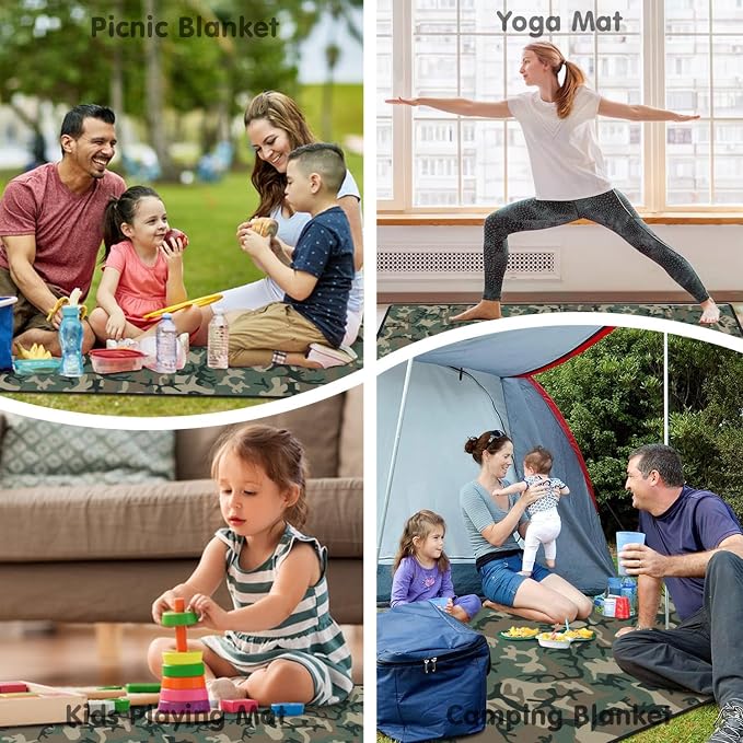 Camo Picnic Blankets Waterproof Foldable60’‘x80'', Portable Outdoor Picnic Mat Water Resistant for Grass,Padded Lawn & Park Blanket for Camping,Hunting Gifts for Men