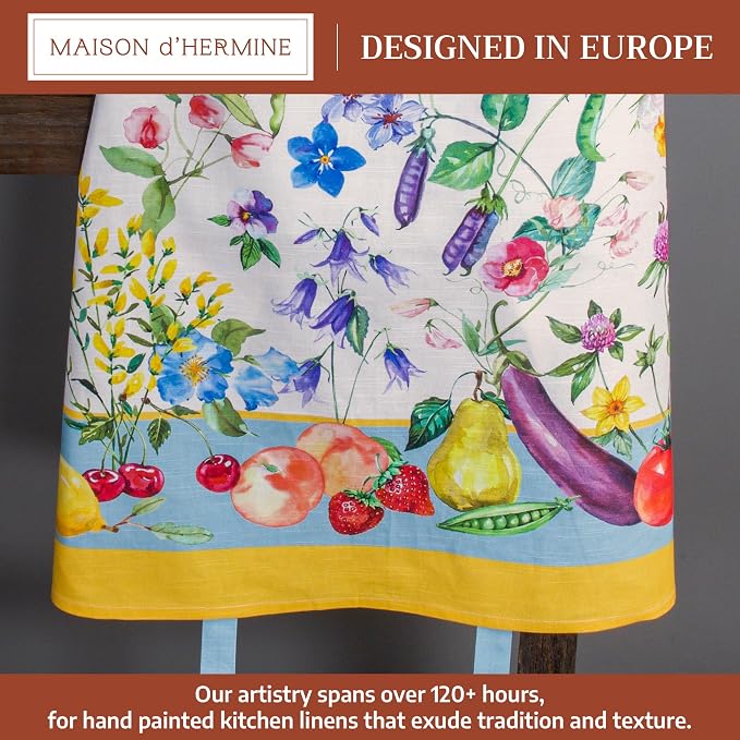 Maison d' Hermine Aprons for women with Pocket 100% Cotton (27.50"x31.50") | Adjustable Neck Strap & long ties Apron Men Chef Wedding Cooking Gardening Server Maid