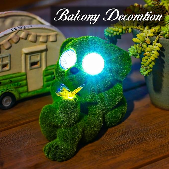 twinbling Solar Topiary Dog Garden Statue with Butterfly Garden Decor Clearance for Yard Decorations Outdoor Lawn Ornaments Porch Patio Balcony - Birthday Gifts for Grandma Mom Women